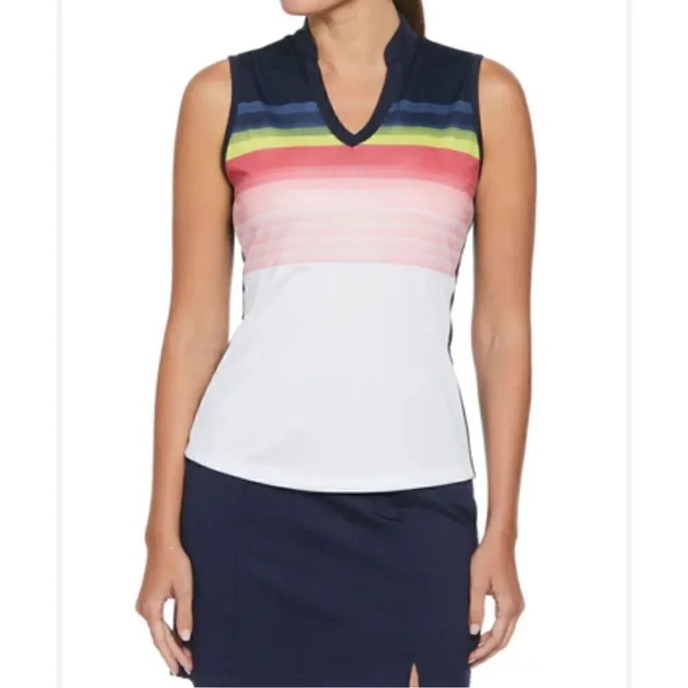 Callaway NWT Opti-Dri Sleeveless Golf Top in Gradient Stripe Shirt UPF Sz S
